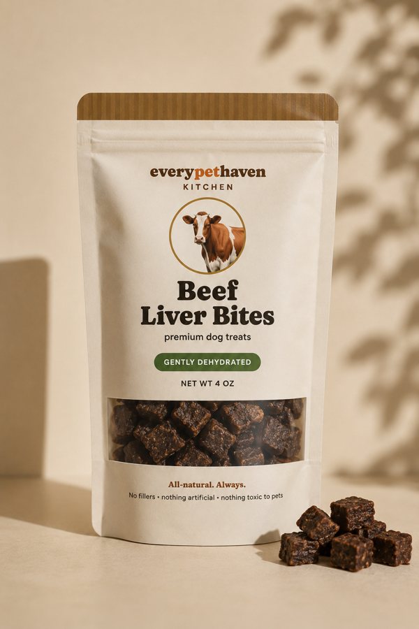 Beef Liver Bites - pure beef liver - EveryPetHaven Kitchen gently dehydrated dog treats