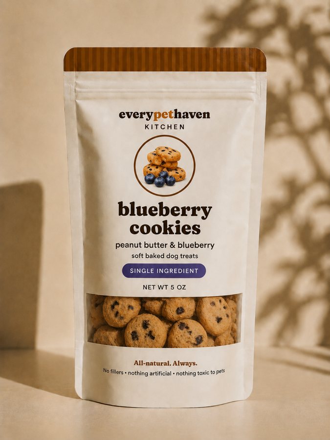 Blueberry Cookies - peanut butter and blueberry - EveryPetHaven Kitchen soft-baked dog treats