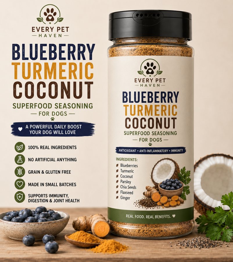 Blueberry Turmeric Coconut Superfood Blend - whole-food blueberry, turmeric and coconut meal topper for dogs - EveryPetHaven Kitchen
