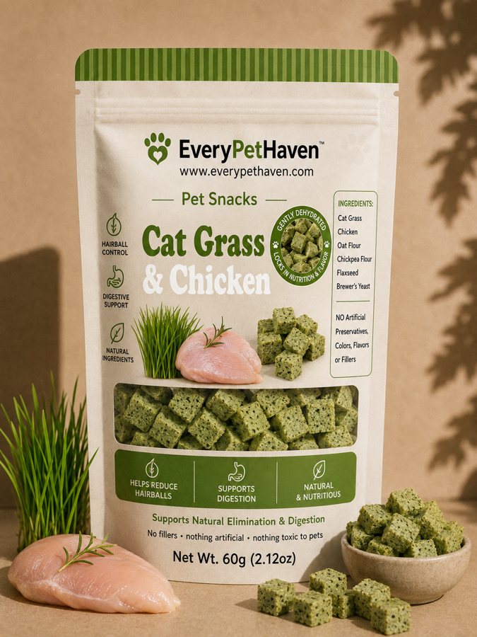 Cat Grass & Chicken - EveryPetHaven gently dehydrated cat snack
