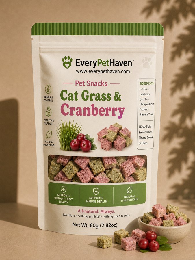 Cat Grass & Cranberry - EveryPetHaven gently dehydrated cat snack