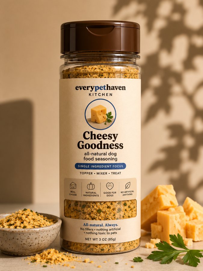 Cheesy Goodness - all-natural dog food seasoning, topper and mixer - EveryPetHaven Kitchen