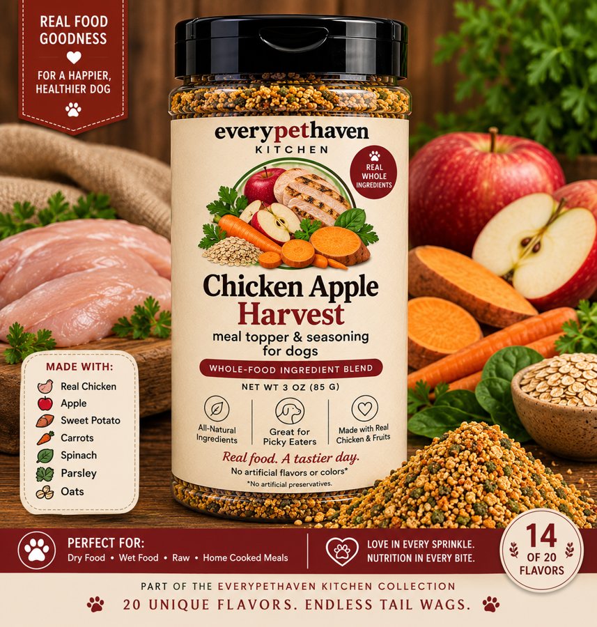 Chicken Apple Harvest - whole-food chicken and apple meal topper for dogs - EveryPetHaven Kitchen