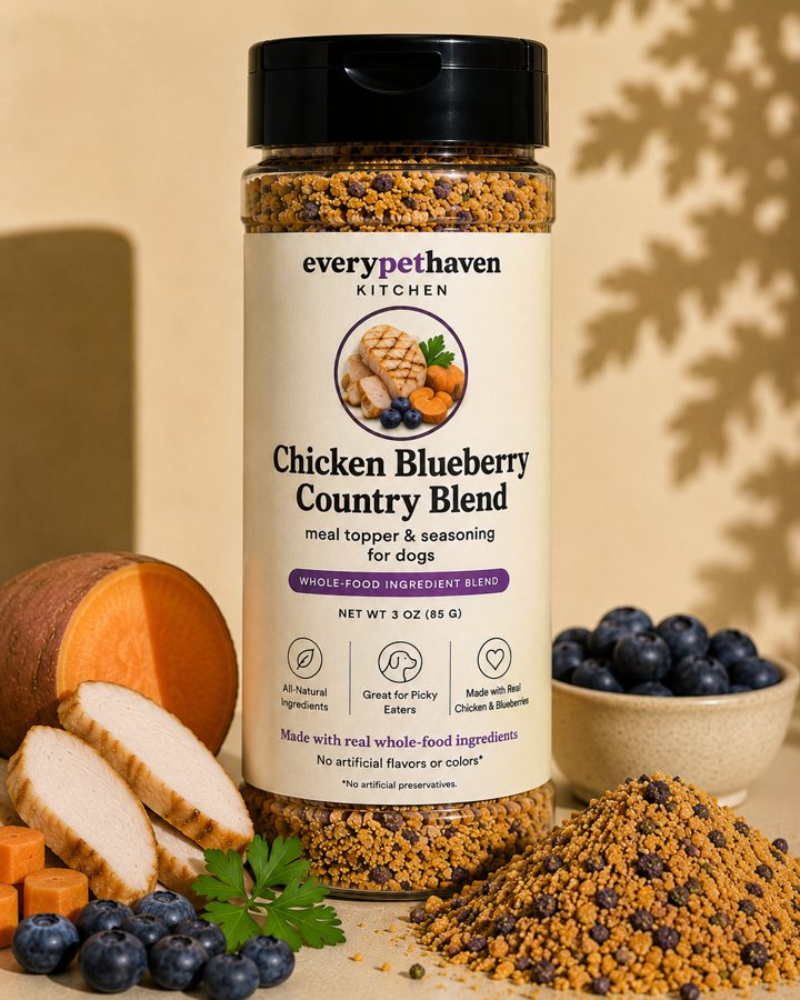 Chicken Blueberry Country Blend - whole-food chicken and blueberry meal topper for dogs - EveryPetHaven Kitchen