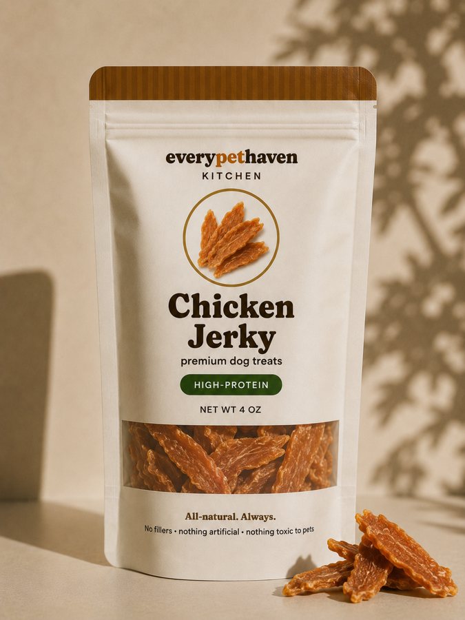 Chicken Jerky Strips - human-grade chicken breast - EveryPetHaven Kitchen gently dehydrated dog treats