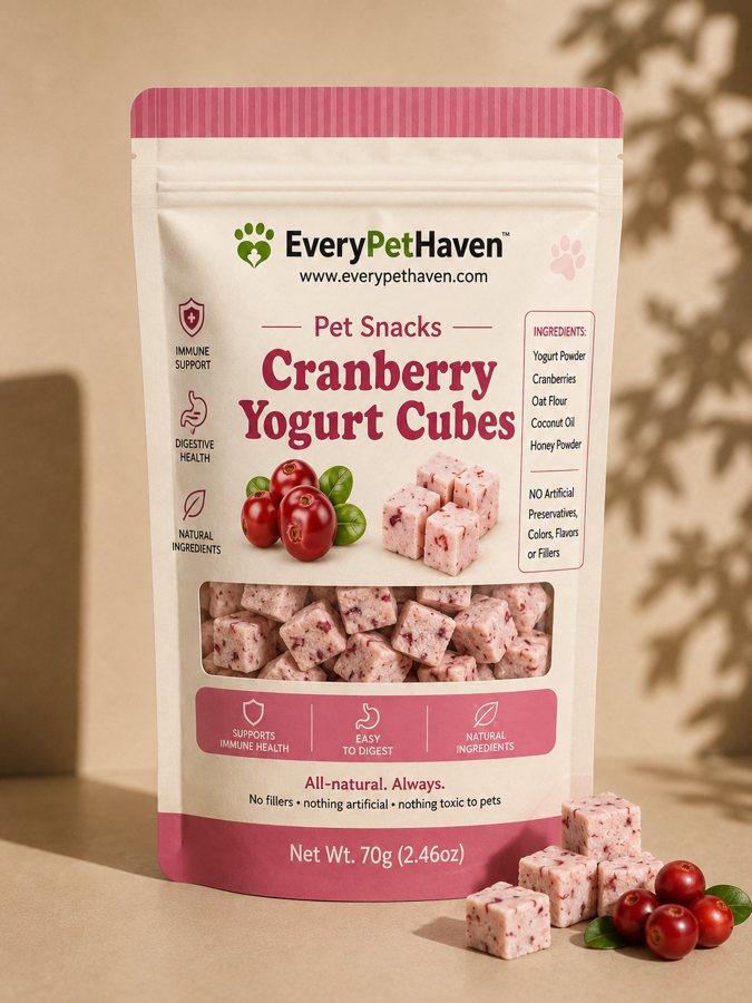 Cranberry Yogurt Cubes - EveryPetHaven gently dehydrated dog snack