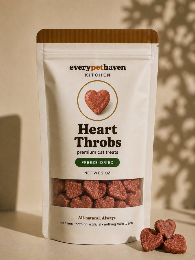 Heart Throbs - pure chicken hearts - EveryPetHaven Kitchen gently dehydrated cat treats