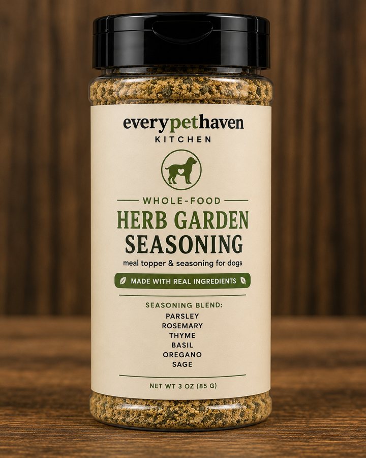 Whole-Food Herb Garden Seasoning - parsley, rosemary, thyme, basil, oregano and sage meal topper for dogs - EveryPetHaven Kitchen
