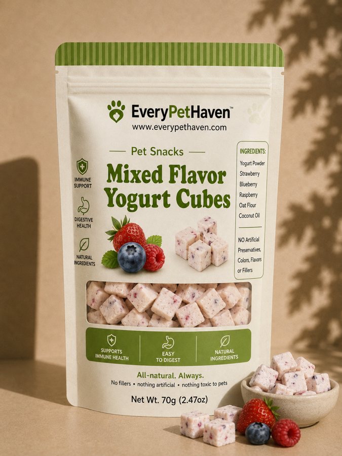 Mixed Berry Yogurt Cubes - EveryPetHaven gently dehydrated dog snack