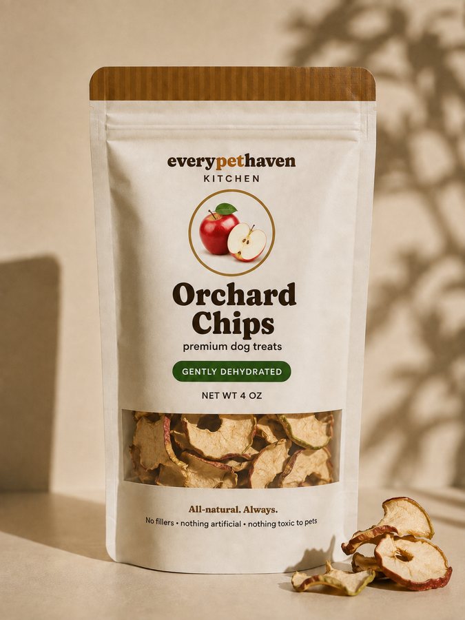 Orchard Chips - apple + banana, seedless - EveryPetHaven Kitchen gently dehydrated dog treats