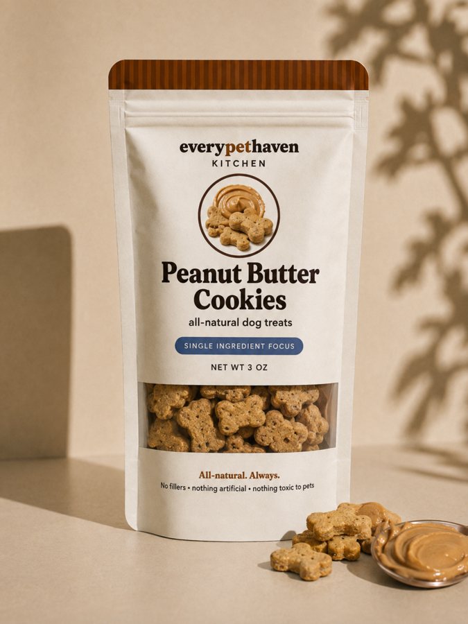 Peanut Butter Cookies - all-natural soft-baked dog treats - EveryPetHaven Kitchen