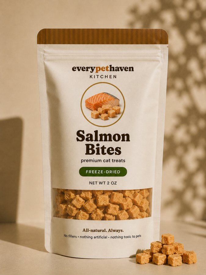 Salmon Bites - wild salmon - EveryPetHaven Kitchen gently dehydrated cat treats