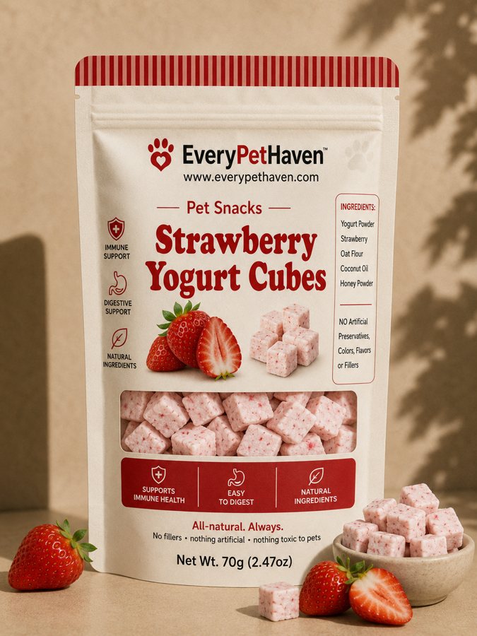 Strawberry Yogurt Cubes - EveryPetHaven gently dehydrated dog snack
