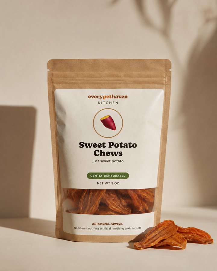 Sweet Potato Chews - just sweet potato - EveryPetHaven Kitchen gently dehydrated dog treats